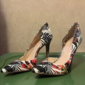 Jessica Simpson Floral Black Heels